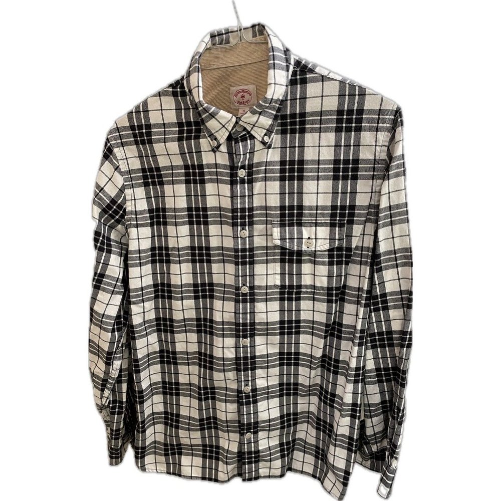 Brooks Brothers Red Fleece XL Black White Plaid L/S Button Up Flannel Shirt